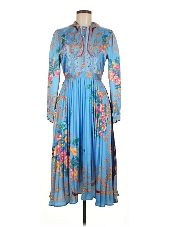 Dalia Macphee Dresses & Skirts - NWT Dalia Macphee light blue pleat floral dress, size Medium
